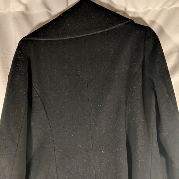 Cole Haan Wool Coat, Trench Long Pea Car Outerwear Black size 8 women's snap - Picture 12 of 13